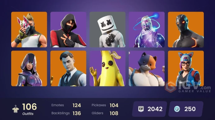 [PC/XBOX] 106 skins | Galaxy | IKONIK | Glow | Rogue Agent | Gear Specialist Maya | Blackheart | Rox | Calamity | The Ageless | 250 VB