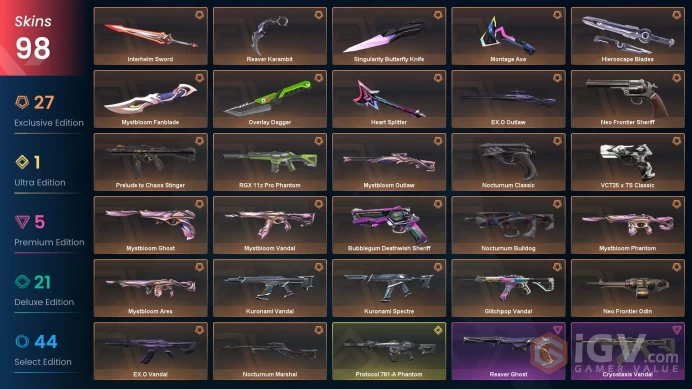 [EU/TR] %50 CHEAP VP! Nocturnum Set - MystBloom FanBlade - Reaver Karambit -Singularity Knife-Protocol Sheriff - MystBloom Phantom - Full Access