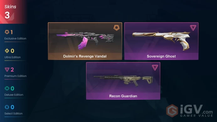 EU 3 skins | Dolmir's Revenge Vandal | Sovereign Ghost | Recon Guardian | V0555