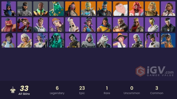 13716	[PC/PSN/XBOX]Peter Griffin|Kado Thorne|Valeria|Omegarok|Spectra Knight|Zeus|Poseidon|Solid Snake|Khaby Lame|Mae|Korra|