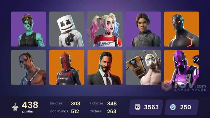 [PC/PSN/XBOX] 438 skins | Travis Scott | OG STW | Dark Vertex | Eon | Master Chief | Astro Jack | Gold Meowscles | Gold Midas | WORLD CUP