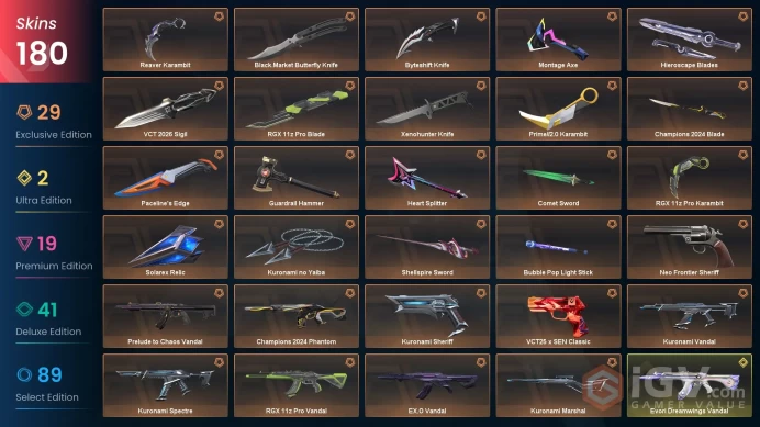 [EU] Valorant 180 Skins Full Access
