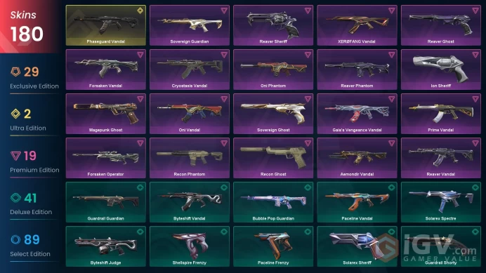 [EU] Valorant 180 Skins Full Access