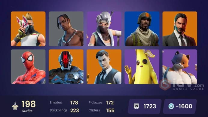 [PC] 198 skins | Travis Scott | OG STW | Aerial Assault Trooper | Eon | Astro Jack | Gold Brutus | Gold Midas | WORLD CUP | Gold Meowscles | Gri