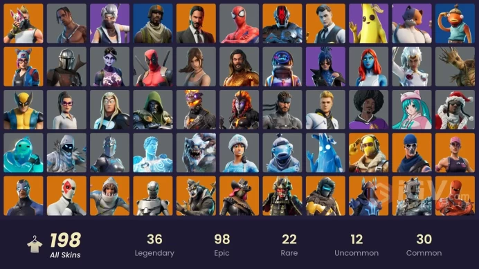 [PC] 198 skins | Travis Scott | OG STW | Aerial Assault Trooper | Eon | Astro Jack | Gold Brutus | Gold Midas | WORLD CUP | Gold Meowscles | Gri