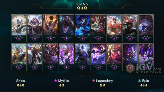 EUW | 949 SKIN | GOLD II | 504 LEVEL | 295K+ BE | MAIL CHANGEABLE LEAGUE OF LEGENDS ACCOUNT