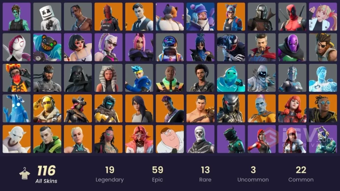 [PC/PSN/XBOX] 116 skins | Travis Scott | Astro Jack | Gold Midas | Gold Brutus | Subzero Cryptic | Red Knight | Twyn | Gear Specialist Maya