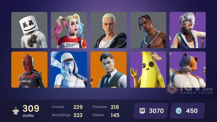 [PC/PSN/XBOX] 309 skins | OG STW | Travis Scott | Gold Brutus | Gold Midas | Gold Meowscles | Striker Specialist | Grind | Cloud Striker