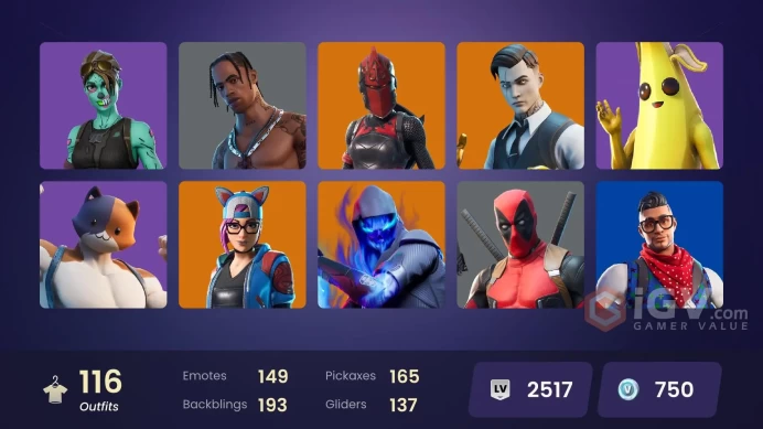 [PC/PSN/XBOX] 116 skins | Travis Scott | Gold Meowscles | Gold Brutus | Gold Midas | Prodigy | Fixer | Cloud Striker | Carbon Commando 