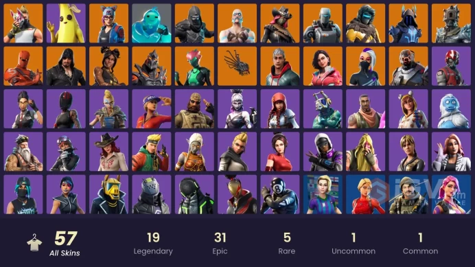 | PC/XBOX | 57 SKINS | Lynx | Catalyst | Singularity | Drift | Rox | Vendetta | Ragnarok | Sentinel | Ruin | Luxe | Peely | 200 VBUCKS | Fqarg |
