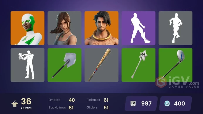 | PC/PSN/XBOX | 36 SKINS | Nezumi | Raz | Backlash | Kymera | All Might | The Ageless | Helsie | Double Agent Hush | Kyra | 400 VBUCKS | Fpgtk |