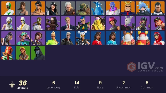 | PC/PSN/XBOX | 36 SKINS | Nezumi | Raz | Backlash | Kymera | All Might | The Ageless | Helsie | Double Agent Hush | Kyra | 400 VBUCKS | Fpgtk |