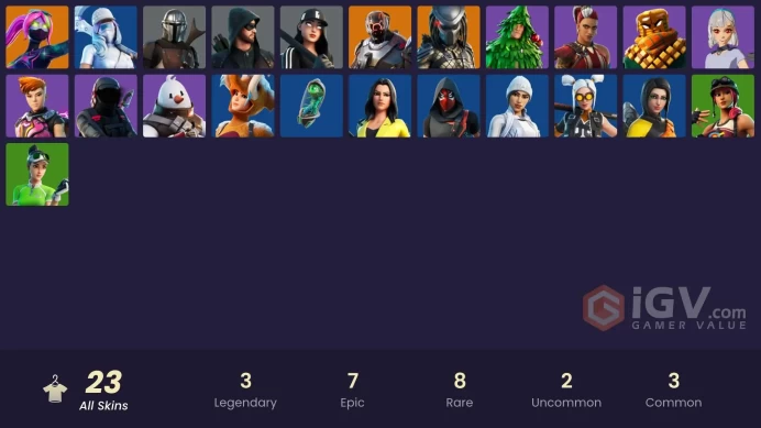 | PC/PSN/XBOX | 23 SKINS | The Scientist | Predator | Mandalorian | Galaxia | Kondor | Lexa | Ruby Shadows | Green Arrow | 100 VBUCKS | Fpxnr |