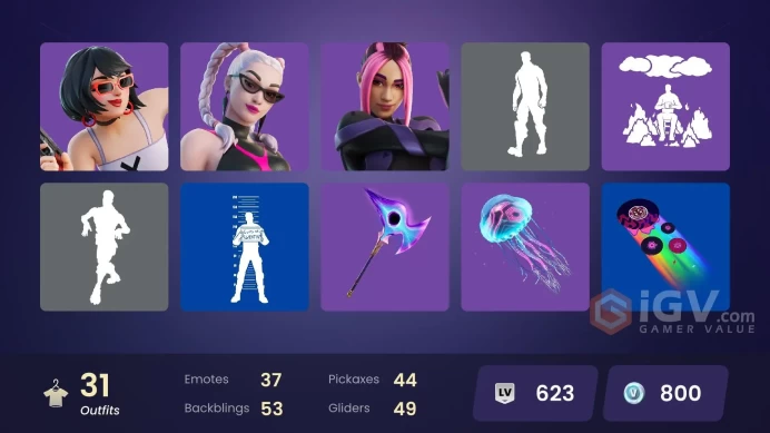 | PC/XBOX | 31 SKINS | Renzo the Destroyer | Snap | Malik | Era | Mizuki | Optimus Prime | Stray | Highwire | Satoru Gojo | 800 VBUCKS | FpGN9 |