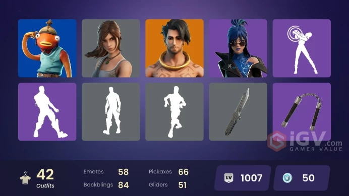 | PC/XBOX | 42 SKINS | Valeria | Raz | Spire Assassin | Peter Griffin | GHOST Monks | Agent Jones | Neymar Jr | Montague | 50 VBUCKS | FqJEO |