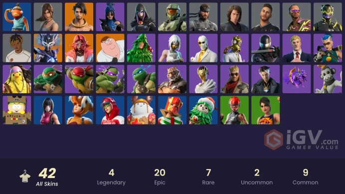 | PC/XBOX | 42 SKINS | Valeria | Raz | Spire Assassin | Peter Griffin | GHOST Monks | Agent Jones | Neymar Jr | Montague | 50 VBUCKS | FqJEO |