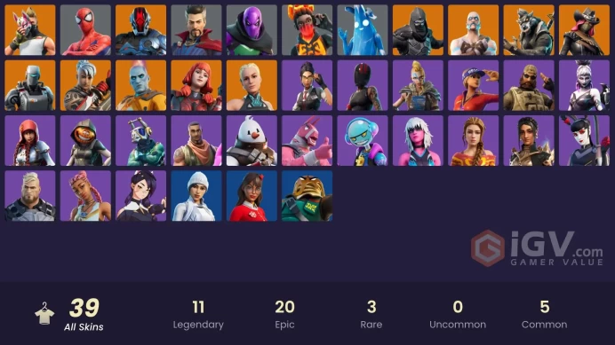 | PC/PSN/XBOX | 39 SKINS | A.I.M. | Calamity | The Imagined | Ronin | Ragnarok | The Foundation | Paradigm (Reality-659) | 450 VBUCKS | FoPWH |