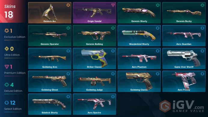 AP Genesis Arc Knife + Origin Vandal [18 Skins] + Bronze 1 [EP9ACT3] + Email + Full Access