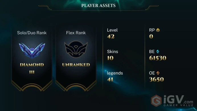 EUW -(S16) DIA 3(71LP) %57WR - 41 Champ - 10 Good Skins  61.5K BE - HONOR 4 -HANMADE - FULL ACCES - SAFETY - CHEAP