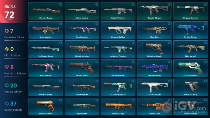 EU / 72 LUX SKINS (Glitchpop Vandal+Recon Phantom+Reaver Vandal+Recon Ghost) + 6 KNIVES (Reaver Knife+Prism III Axe) / MAIL (FULL ACCESS)