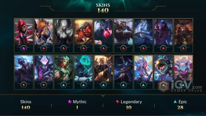 [D163] NA/EUW/OCE/JP/ 172 heroes / 140skins /  Instant Delivery/ Can change bound email and password/Can be transferred to any server