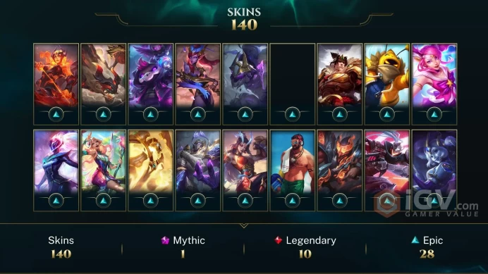 [D163] NA/EUW/OCE/JP/ 172 heroes / 140skins /  Instant Delivery/ Can change bound email and password/Can be transferred to any server
