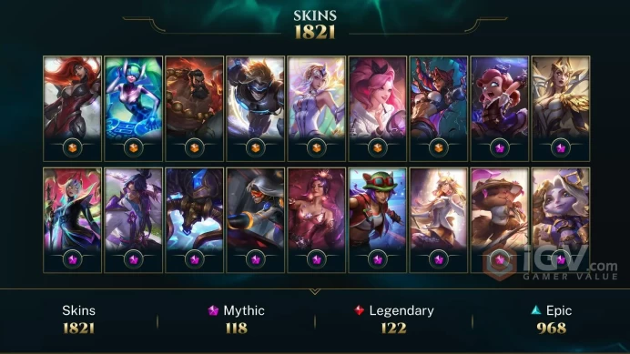 [D84] NA/EUW/OCE/JP/ 172 heroes / 1821skins /  Instant Delivery/ Can change bound email and password/Can be transferred to any server