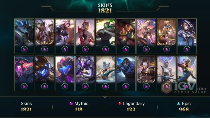 [D84] NA/EUW/OCE/JP/ 172 heroes / 1821skins /  Instant Delivery/ Can change bound email and password/Can be transferred to any server