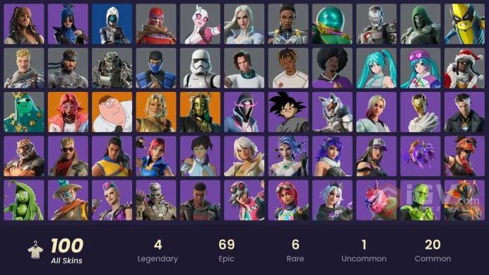 [Code A100] [PC] 100 skins | Valeria | Hades | Peter Griffin | Zeus | Poseidon | First Order Stormtrooper | Captain Jones | Mysterio | Shuri | G