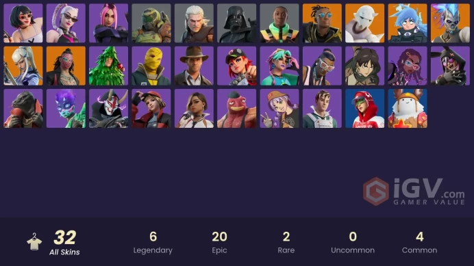 [Code A96] [PC] 32 skins | Renzo the Destroyer | Kado Thorne | Malik | Snap | Nezumi | Mizuki | Darth Vader | Geralt of Rivia | Doom Slayer | Kh