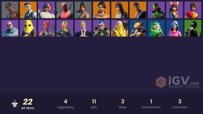 [PC/PSN/XBOX] FA / 22 SKINS / TRAVIS SCOTT / GOLD BRUTUS / GOLD MIDAS / RAZ / FADE / GEAR SPECIALIST MAYA / MASK OFF / LARA CROFT / CLUCK (SLURP