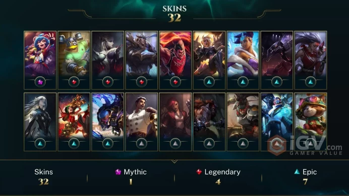 LAN - UNRANKED - 129 Champ -32 Good Skins(1 Mythic, 4 Legendary, 7 Epic) - 1.9K BE - S9 ACC - 269 LVL -  FULL ACCES -SAFETY - CHEAP