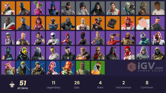 Fortnite Account [PC] 51 skins| Omega | Drift | Valor | Calamity | Valeria | Catalyst | Carbide | The Visitor | Peter Griffin  | Enforcer | Ragn