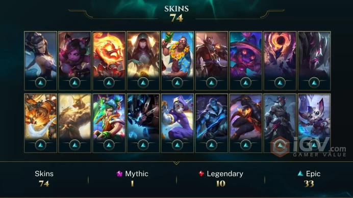 EUW / BRONZE 1 -  107 Champ - 74 Perfect Skins(1 Ultimate, 1 Mythic, 10 Legendary, 33 Epic) - 50K BE - S8 ACC - FULL ACCES -CHEAP