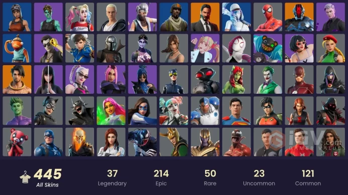 [PC/PSN/XBOX] 445 skins | Leviathan Axe | Chun-Li | Lara Croft | Master Chief (Matte Black) | Kuno | Laugh It Up  | 100 VB
