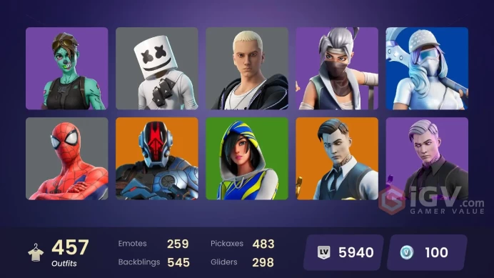 [PC/PSN/XBOX] 458 skins | Neo Versa | Lara Croft | Gold Midas | Gold TNTina | Gold Brutus | Gold Meowscles | Verve |Take The Elf| Mr. Dappermint