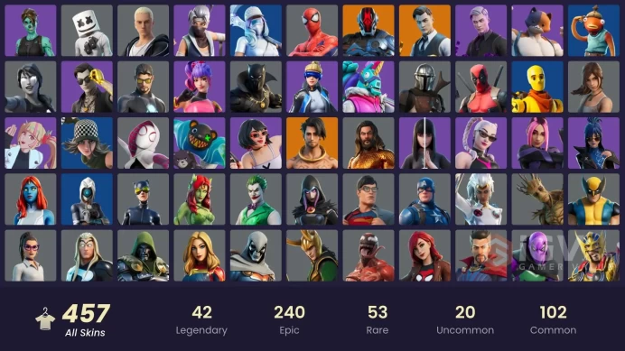 [PC/PSN/XBOX] 458 skins | Neo Versa | Lara Croft | Gold Midas | Gold TNTina | Gold Brutus | Gold Meowscles | Verve |Take The Elf| Mr. Dappermint