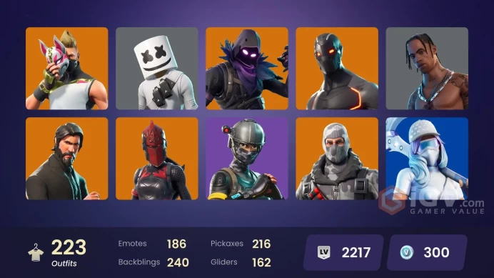 [PC/XBOX/Nintendo] 223 skins | Travis Scott | The Reaper | Leviathan Axe | Take The L | OG STW | Elite Agent |  Gold Midas |