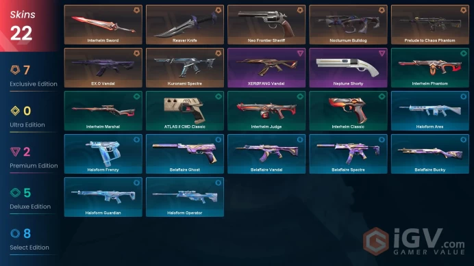 EU [ 22 TOP SKINS + 2 KNIFE ] Reaver Knife + EX.O Vandal + Prelude to Chaos Phantom + Neo Frontier Sheriff / full acces