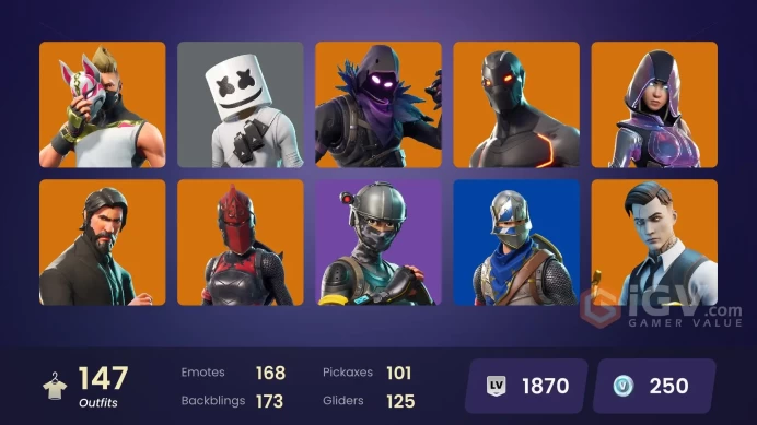 [PC/PSN/XBOX/Nintendo]  146 skins F/A :  Blue Squire | Royale Knight | Take The L | The Reaper | Glow | Elite Agent | Blue Team Leader | Gold Mi