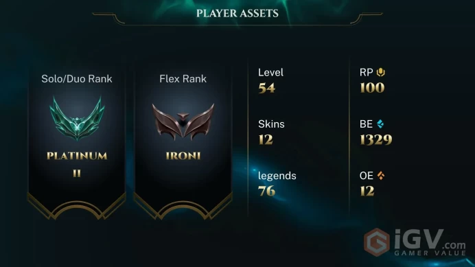 | EUNE | 12 SKINS | PLATINUM 2 | 76 CHAMPIONS | 54 LEVEL | INSTANT DELIVERY | FULL ACCESS | EAZgZ |