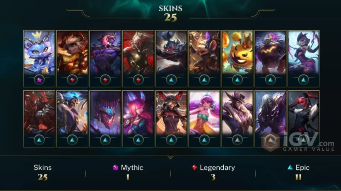 | LAS | 24 SKINS | GOLD 1 | 172 CHAMPIONS | 165 LEVEL | INSTANT DELIVERY | FULL ACCESS | FFwk1 |