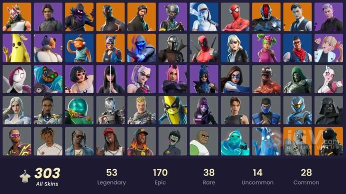FA / 303 SKINS / IKONIK / THE REAPER / LEVIATHAN AXE / DARK SKULLY / TAKE THE L / OMEGA (STAGE 5) / OG STW /