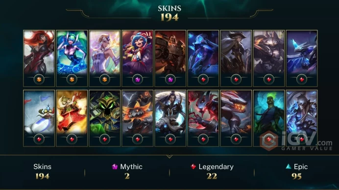 LAN - GOLD 3 - 145 Champ - 194 Good Skins(3 Ultimate, 2 Mythic, 22 Legendary, 95 Epic) - 15K BE - 562 LVL - HANDMADE - FULL ACCES- CHEAP