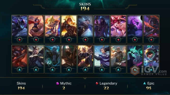 LAN - GOLD 3 - 145 Champ - 194 Good Skins(3 Ultimate, 2 Mythic, 22 Legendary, 95 Epic) - 15K BE - 562 LVL - HANDMADE - FULL ACCES- CHEAP