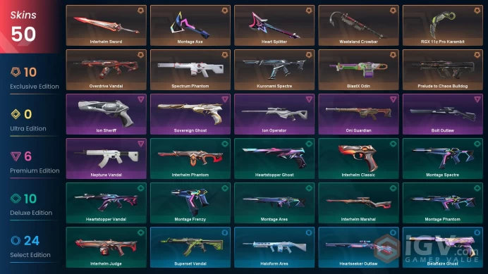 EU/TR 50 skins | RGX 11z Pro Karambit | Kuronami Spectre | Spectrum Phantom | Prelude to Chaos Bulldog | Neptune Vandal | Ion Operator | Soverei