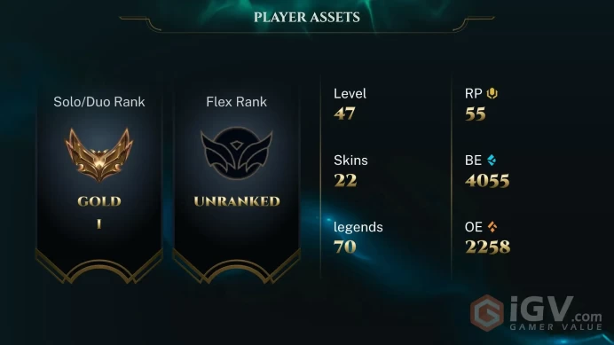 EUW / S16 GOLD I / 70 CHAMPS / 22 SKINS / 58W/60L / 45%+WR / HONOR 3 / CHANGEABLE EMAIL / 5 MIN. 24/7 DELIVERY 
