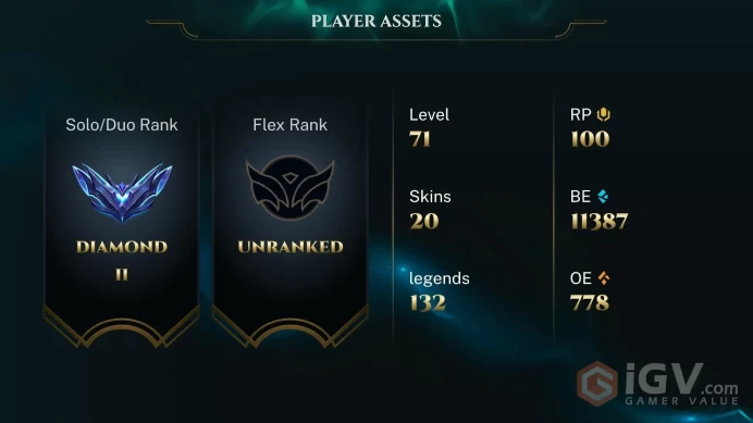 [EUW] S2026 - Diamond 2 -66LP- 54 Winrate - 11K Be - Honor 5 - 132 Champ - 20Skin - Instant Delivery