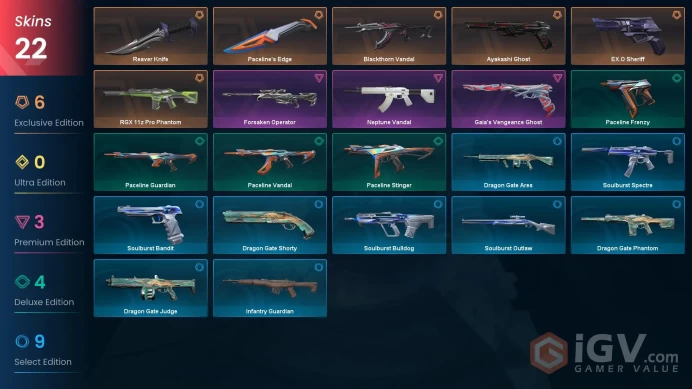 EU [ 22 TOP SKINS + 2 KNIFE ] Paceline's Edge + Blackthorn Vandal + Ayakashi Ghost + RGX 11z Pro Phantom + EX.O Sheriff / full acces