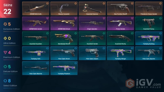 EU / 22 Skins / XERØFANG Vandal / Reaver Karambit / XERØFANG Knife / Prelude to Chaos Vandal / V115